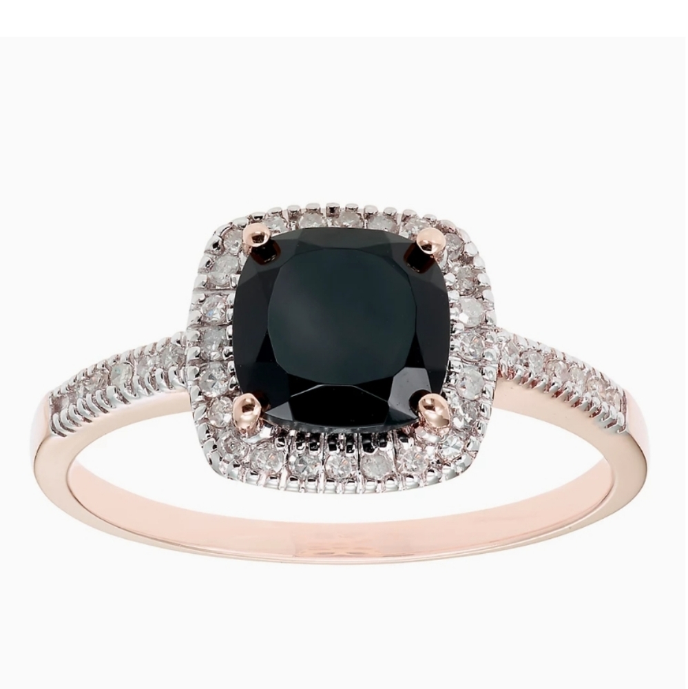 Onyx 10K Gold & 1/5 Carat T.W. Diamond Frame Ring